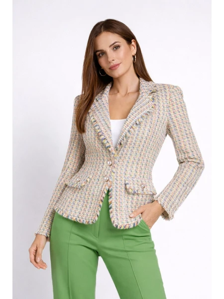 Irresistible Boucle Jacket in Beige with Multicolored Threads – The Luxury of Spring 26104 / 2026