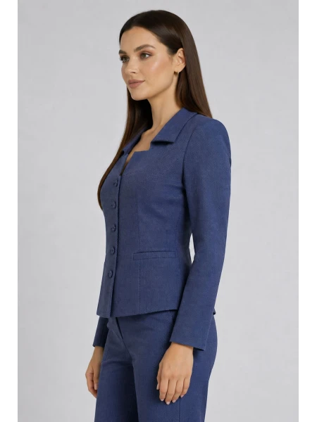 Jachetă de damă albastră cu buline delicate 24506