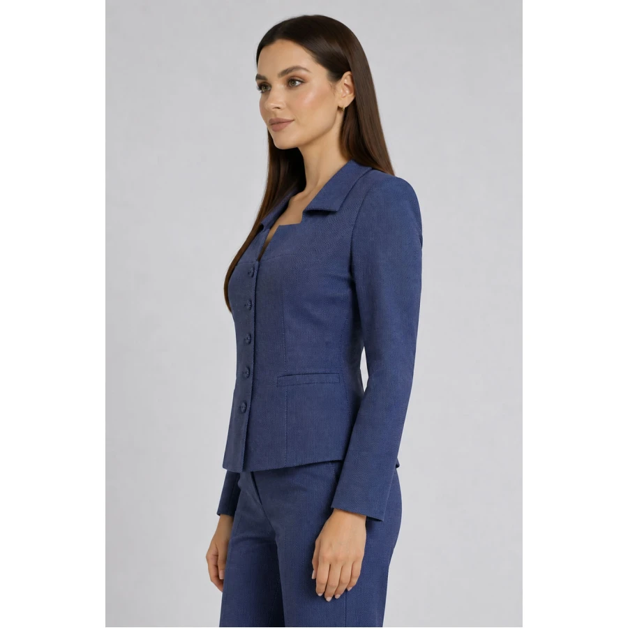 Jachetă de damă albastră cu buline delicate 24506