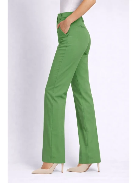 Зелен Елегантен Панталон с Прав / Широк Крачол 26105 