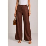 Pantaloni de damă de lux, maro - Sofisticați și delicati 26109