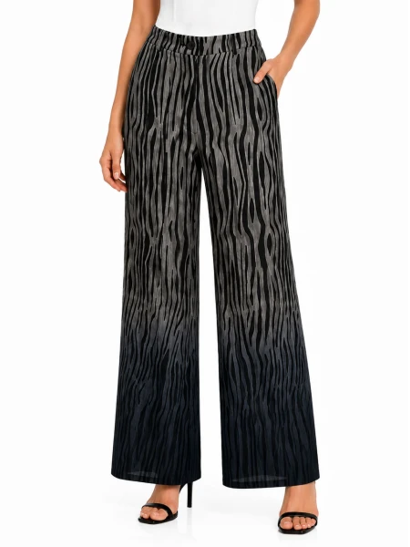 Şık Kadın Pantolonu Ombre Zebra – Geniş Paça 26127 / 2026