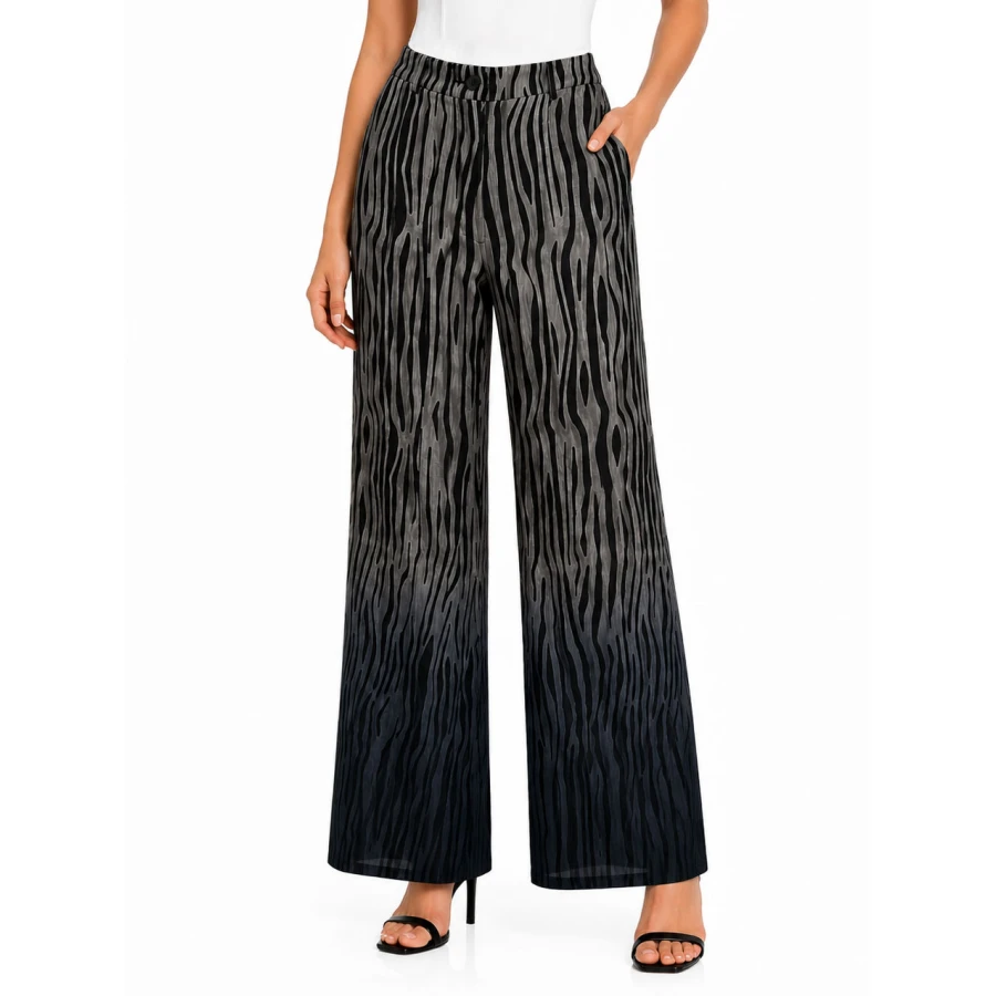 Pantaloni Eleganți de Damă Ombre Zebra – Picior Lat 26127 / 2026