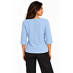 Light Blue Blouse with Metallic Thread and 3/4 Sleeves – Elegant and Comfortable 26504 l.blue / 2026 Light Blue Blouse with Metallic Thread and 3/4 Sleeves – Elegant and Comfortable 26504 l.blue / 2026