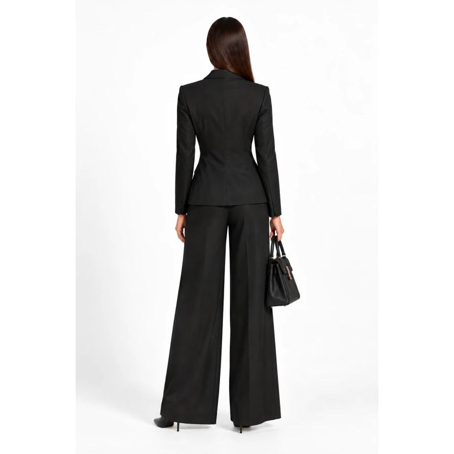 Дамски Черен Костюм от Тенсел със Сако и Панталон 26129 - 128 black / 2026 Дамски Черен Костюм от Тенсел със Сако и Панталон 26129 - 128 black / 2026