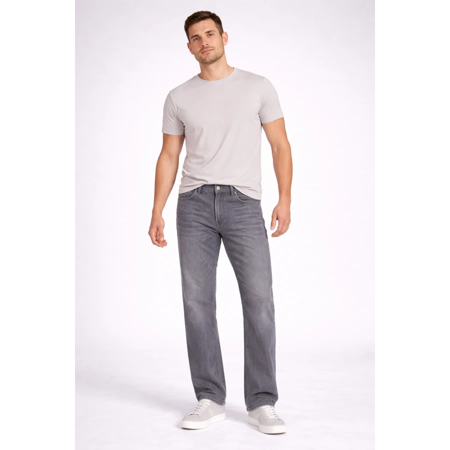 Blugi bărbătești gri deschis, cu picior drept – Clasici și confortabili 18501 gri / 2026