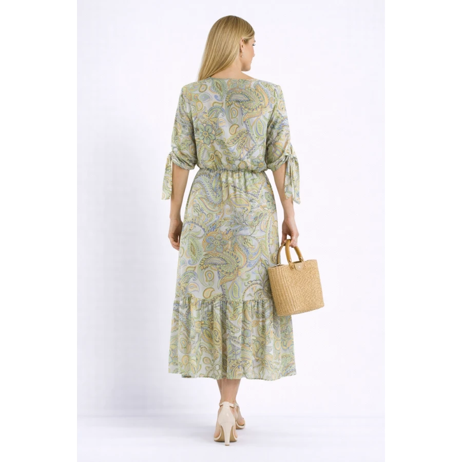 Rochie de dama cu imprimeu verde 23145 / 2023