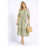 Rochie de dama cu imprimeu verde 23145 / 2023