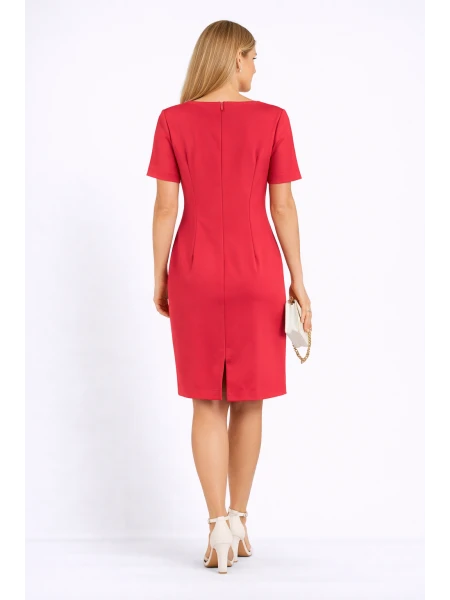 Елегантна Алено Червена Рокля с Подвижна Панделка 24130 RED / 2024