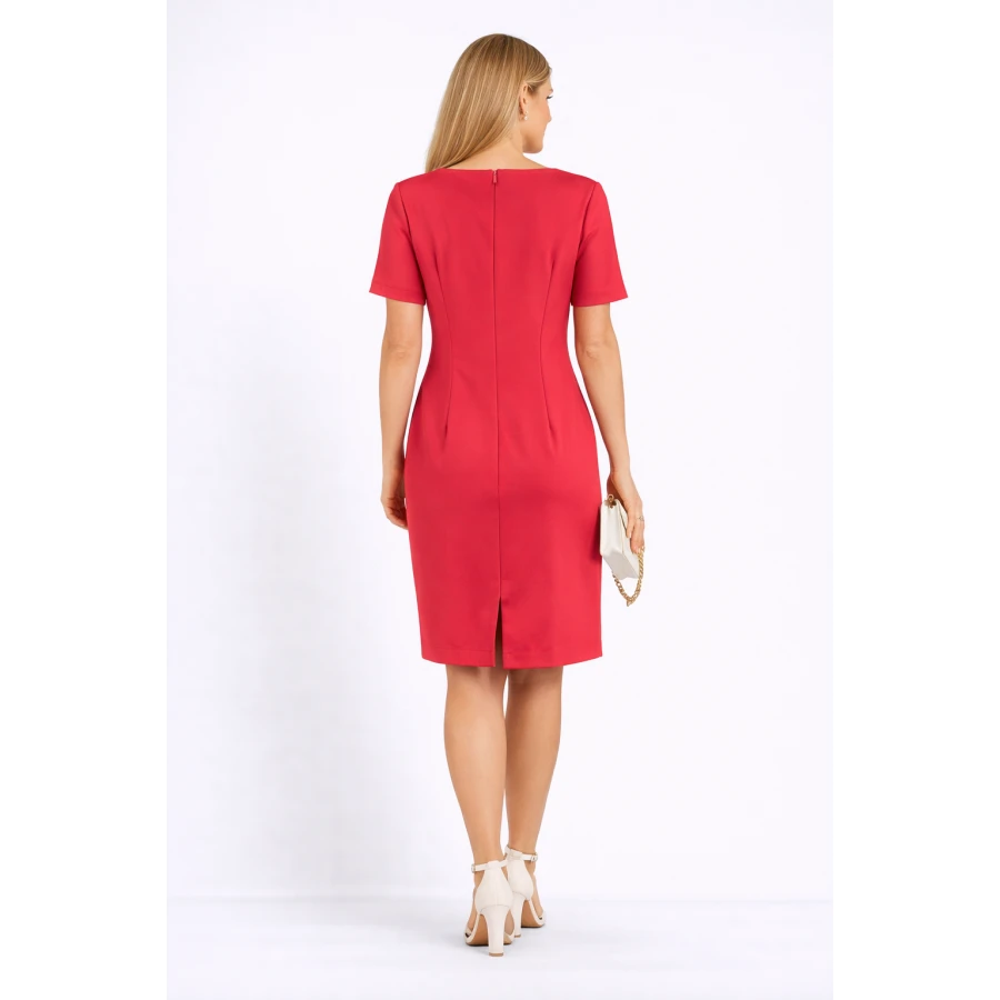Елегантна Алено Червена Рокля с Подвижна Панделка 24130 RED / 2024