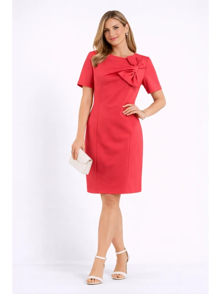 Елегантна Алено Червена Рокля с Подвижна Панделка 24130 RED / 2024