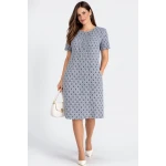 Light White Dress with Black Ornaments and Practical Pockets 24136 / 2024