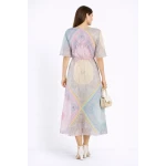 Multicolored chiffon dress with adjustable sleeves 24152 / 2024