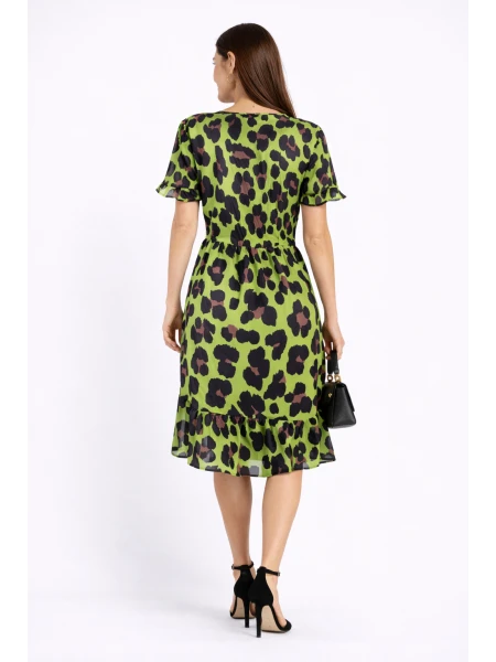 Women's Yellow - Green Leopard Print Dress 24163 / 2024