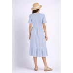 Beyaz Pırlantalı ve Fırfırlı Açık Mavi Elbise 24164 / 2024