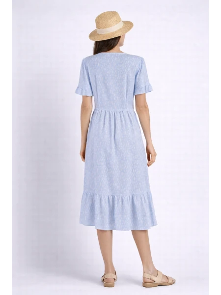 Beyaz Pırlantalı ve Fırfırlı Açık Mavi Elbise 24164 / 2024