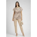 Стилна Бежова Блуза с Елегантна Щампа 26101 / 2026