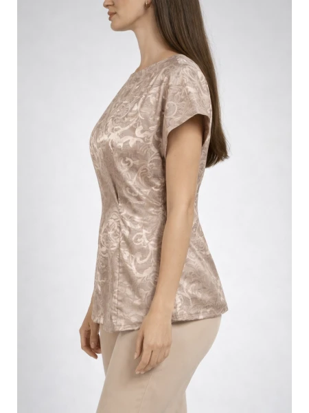 Стилна Бежова Блуза с Елегантна Щампа 26101 / 2026