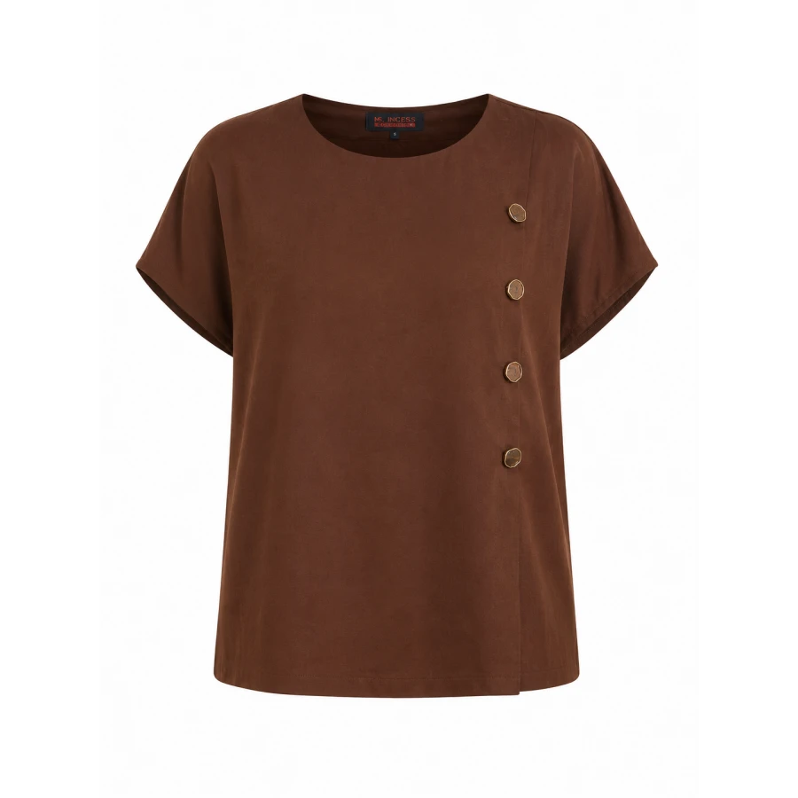 Kahverengi Kadın Bluz – Tencel, Şıklık ve Kusursuz Zarafet 26108 / 2026