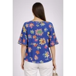 Многоцветна Дамска Блуза със Синя Основа – Флорален Стил 2026 26115 / 2026 Многоцветна Дамска Блуза със Синя Основа – Флорален Стил 2026 26115 / 2026