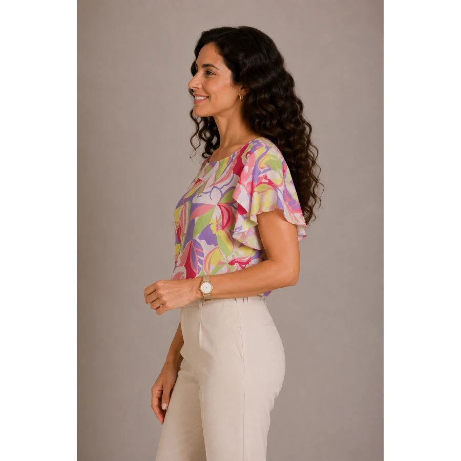 Summer Blouse with Pink and Purple – Fresh Elegance for Every Day 26116 / 2026