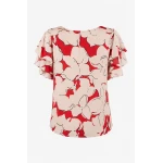 Summer Blouse in Viscose and Cotton with Colorful Red Print 26115 / 2026