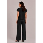 Черен Дамски Комплект от Тенсел с Блуза и Широк Панталон 26131 - 128 black / 2026 Черен Дамски Комплект от Тенсел с Блуза и Широк Панталон 26131 - 128 black / 2026