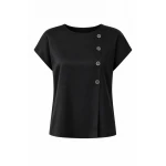 Черен Дамски Комплект от Тенсел с Блуза и Широк Панталон 26131 - 128 black / 2026 Черен Дамски Комплект от Тенсел с Блуза и Широк Панталон 26131 - 128 black / 2026