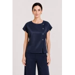 Тъмносин Дамски Комплект от Тенсел с Блуза и Панталон 26131 - 128 blue / 2026 Тъмносин Дамски Комплект от Тенсел с Блуза и Панталон 26131 - 128 blue / 2026