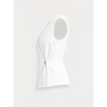 Елегантен Бял Дамски Комплект от Памук с Елек и Панталон 26123 - 128 white / 2026 Елегантен Бял Дамски Комплект от Памук с Елек и Панталон 26123 - 128 white / 2026