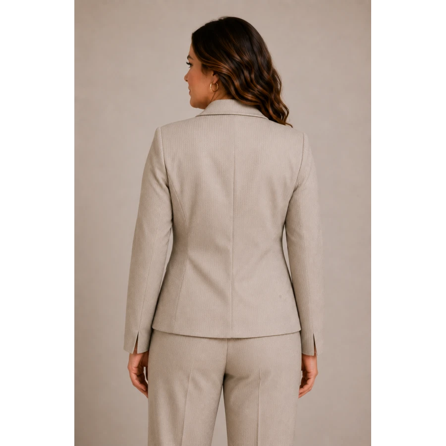 Elegant Women's Jacket with Lame Stripe 24506 beige