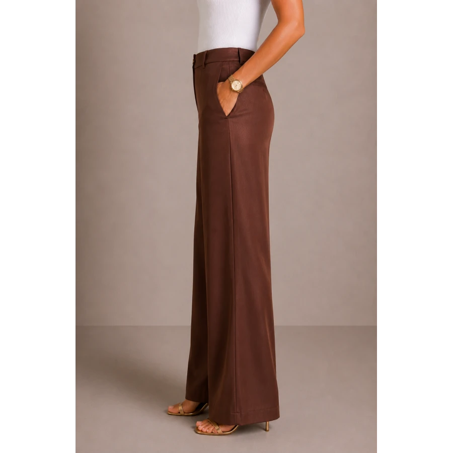 Pantaloni de damă de lux, maro - Sofisticați și delicati 26109