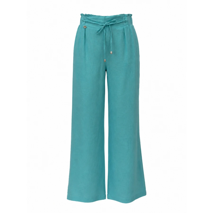 Women's Linen Trousers Turquoise 26123 - The Freshest Summer Model for 2026 / 2026