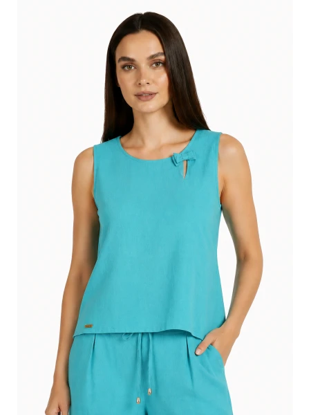 Women's Linen Tank Top in Turquoise - Freshness for Summer 2026 / 26125
