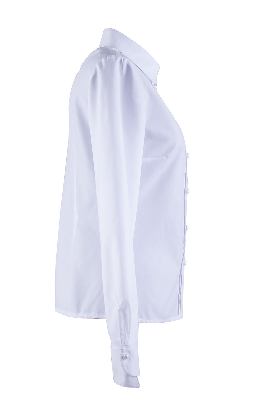 Cămașă albă de damă elegantă cu nasturi perla 24501 / 2024 Cămașă albă de damă elegantă cu nasturi perla 24501 / 2024