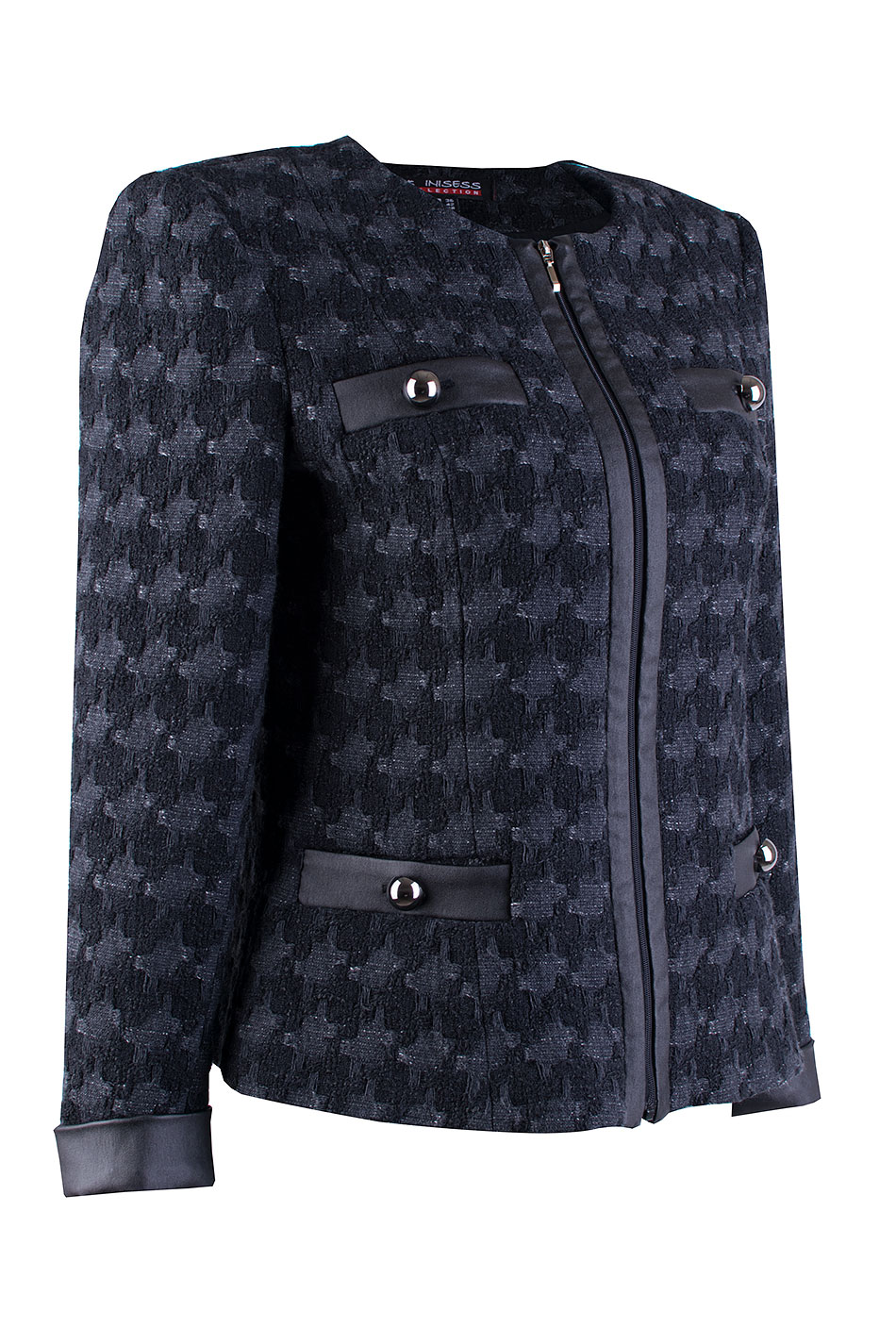 Black Women's Jacket with Anthracite and Leather Details 24536 / 2025 Black Women's Jacket with Anthracite and Leather Details 24536 / 2025