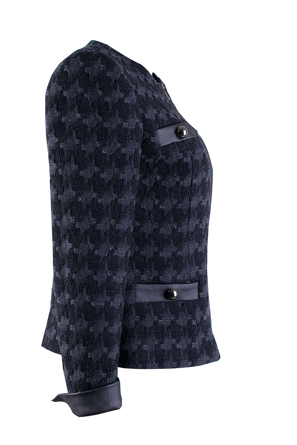 Black Women's Jacket with Anthracite and Leather Details 24536 / 2025 Black Women's Jacket with Anthracite and Leather Details 24536 / 2025