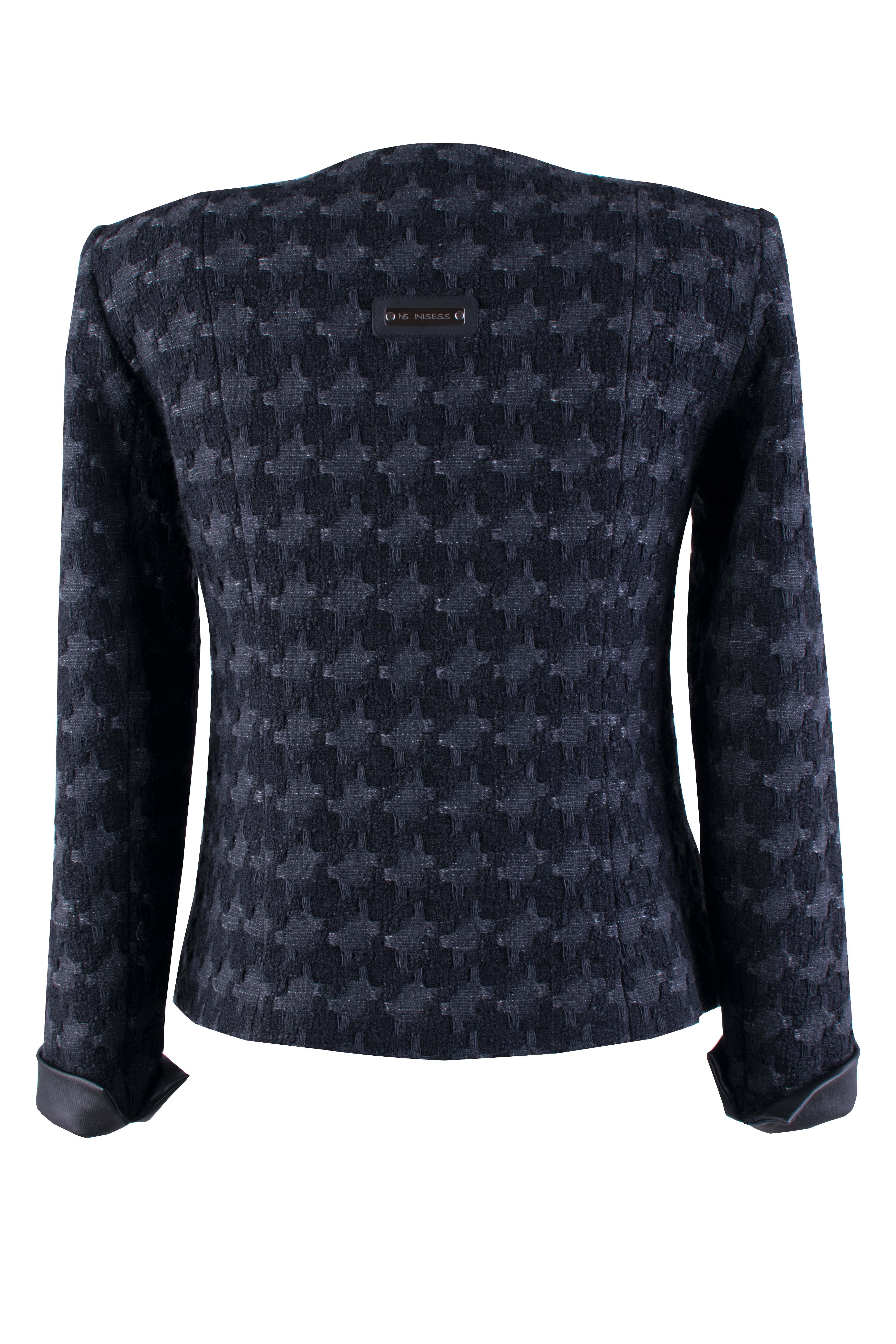 Black Women's Jacket with Anthracite and Leather Details 24536 / 2025 Black Women's Jacket with Anthracite and Leather Details 24536 / 2025
