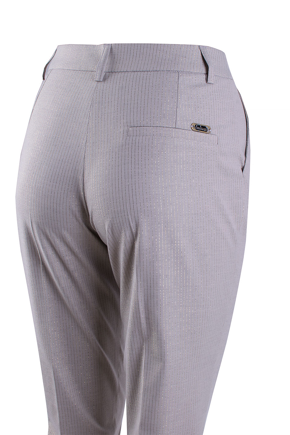 Pantaloni de damă bej cu Lamé discret 24512 / 2024 Pantaloni de damă bej cu Lamé discret 24512 / 2024