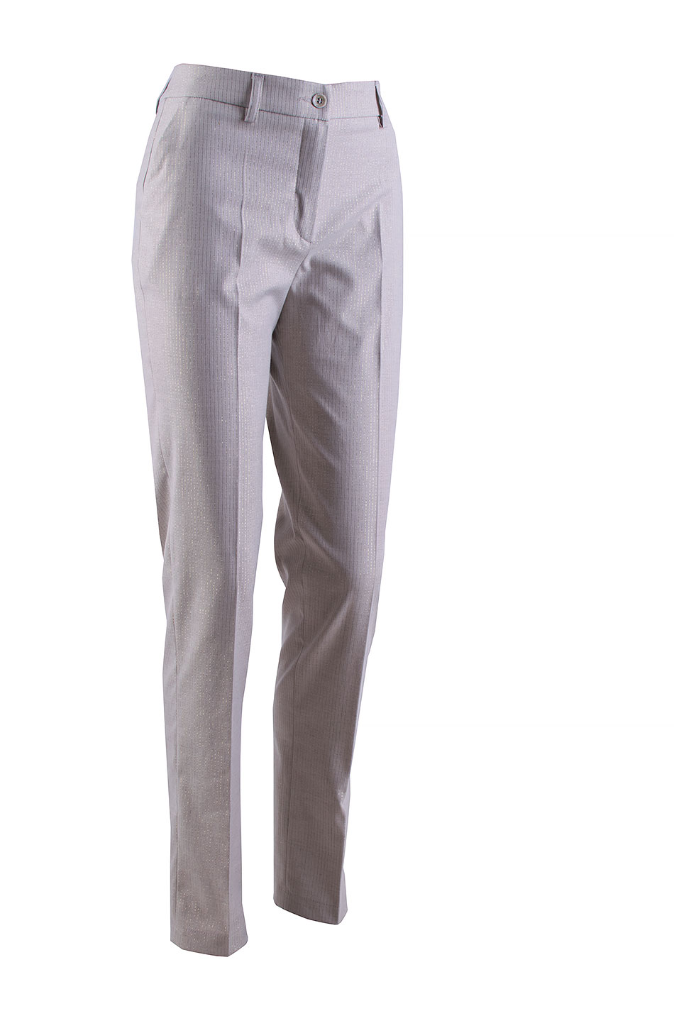 Pantaloni de damă bej cu Lamé discret 24512 / 2024 Pantaloni de damă bej cu Lamé discret 24512 / 2024
