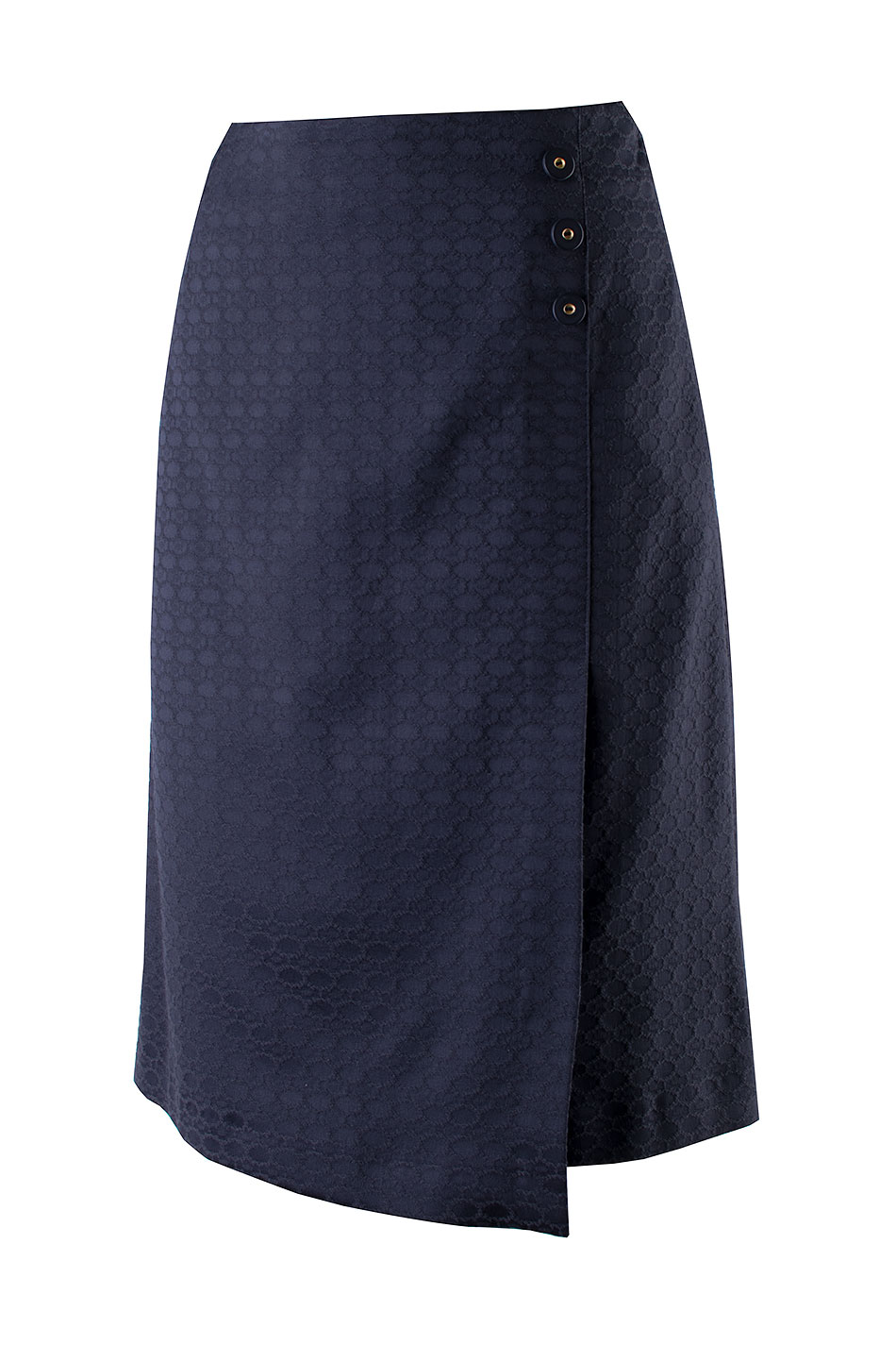 Black Elegant Skirt With Decorative Buttons and Trapezoidal Silhouette 24518 /2024