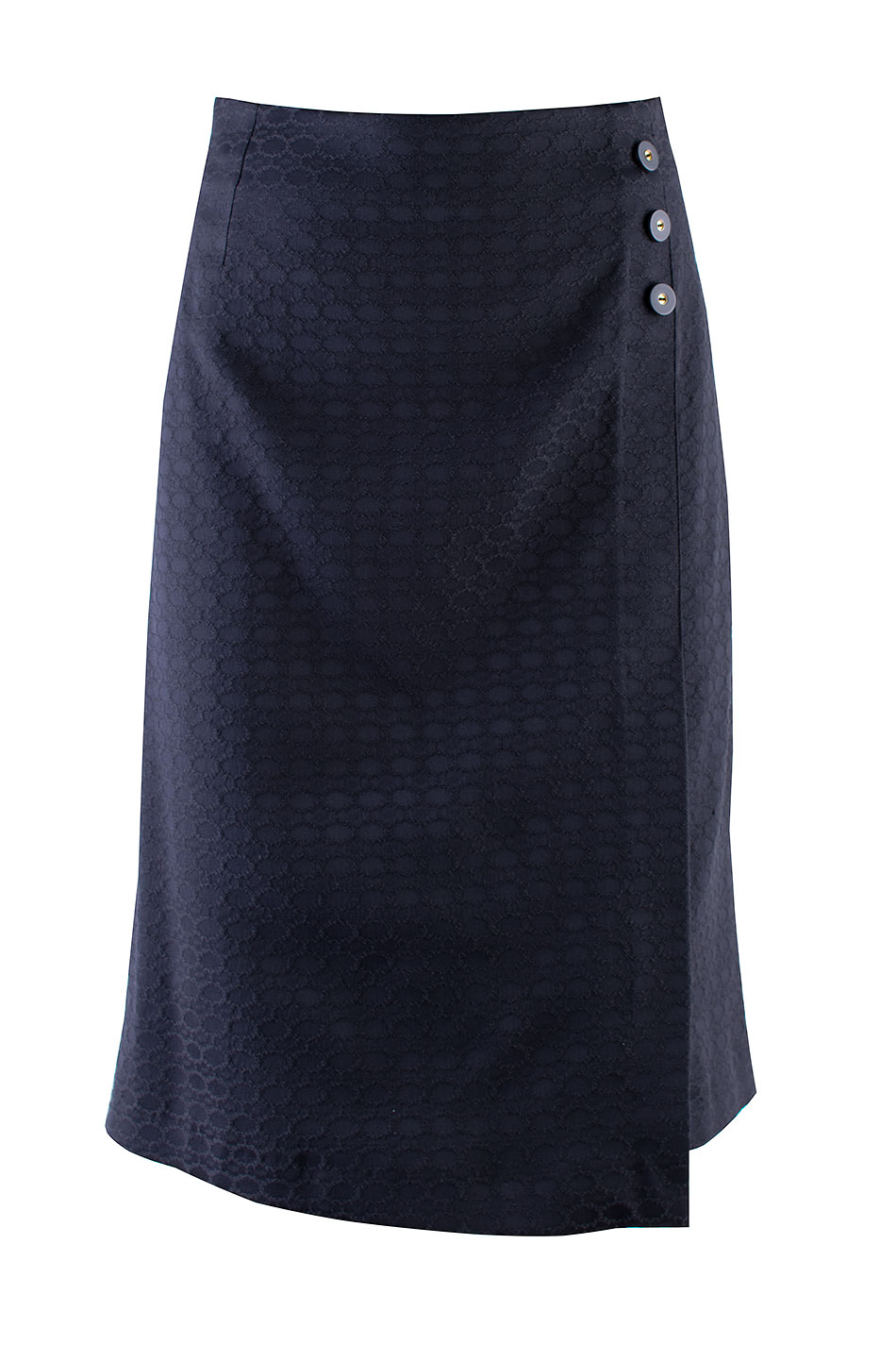 Black Elegant Skirt With Decorative Buttons and Trapezoidal Silhouette 24518 /2024