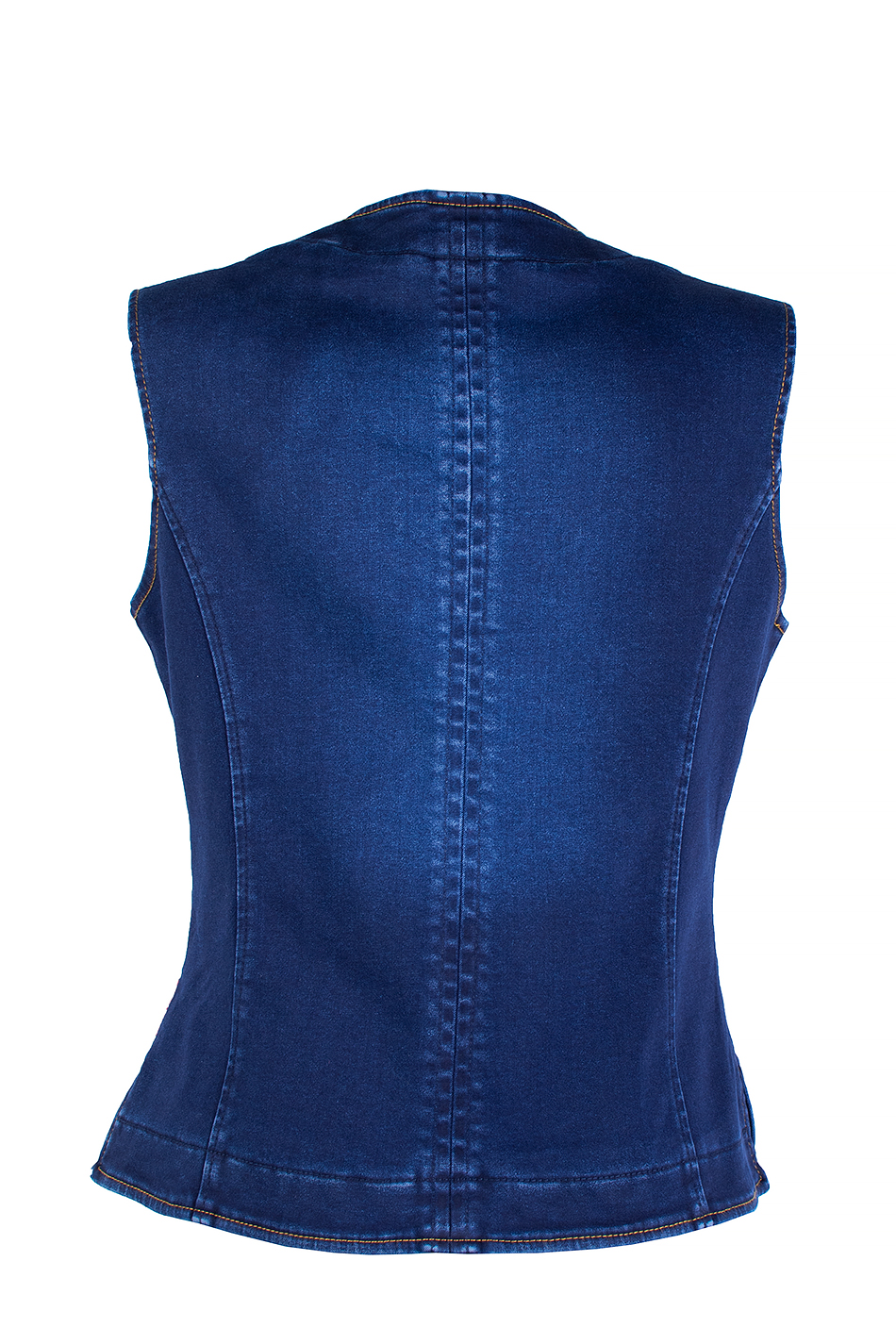 Vestă clasică din denim matlasat pentru femei – Guler rotund 25523 / 2025 Vestă clasică din denim matlasat pentru femei – Guler rotund 25523 / 2025