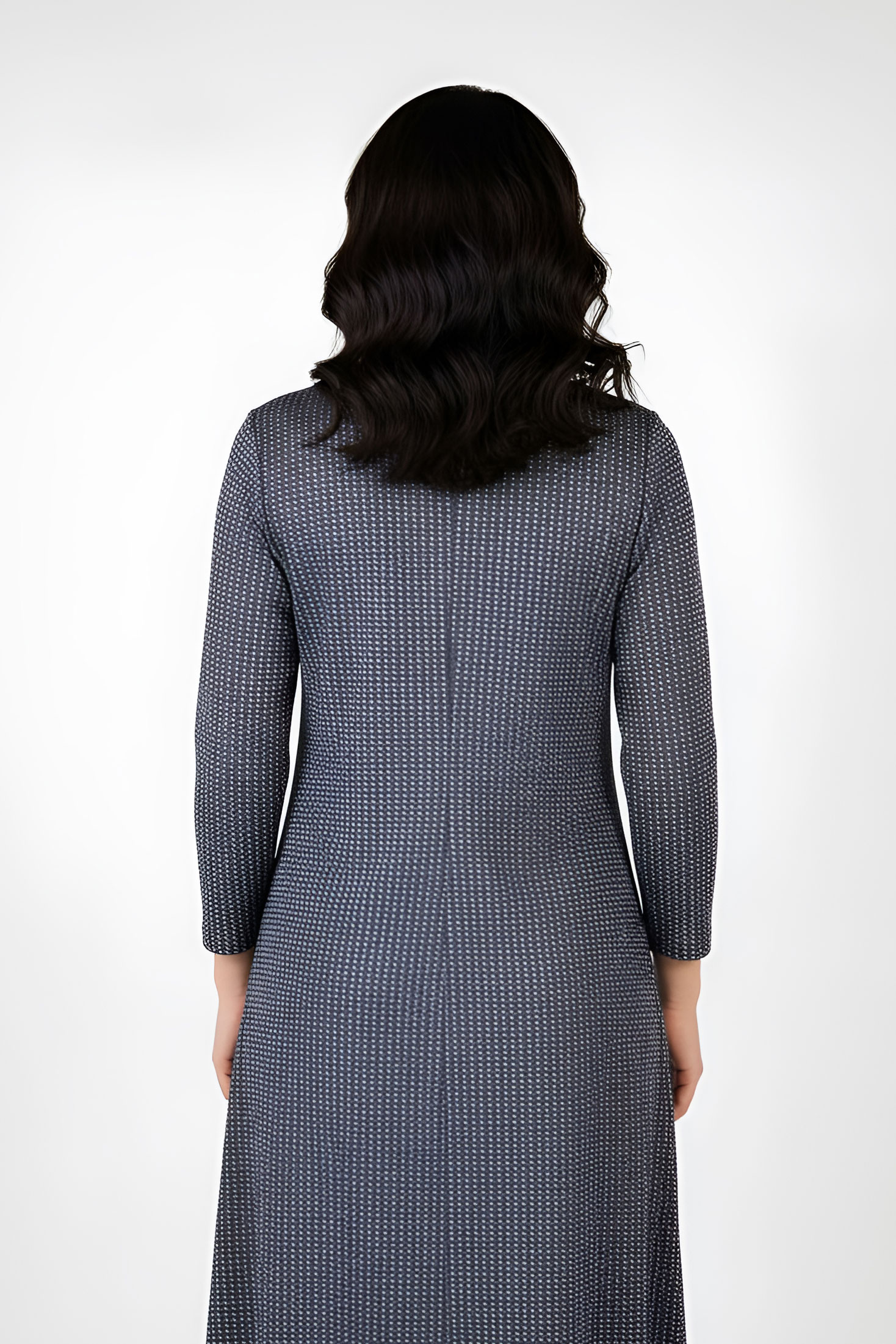 Rochie tricotată de damă cu decolteu elegant 25515 / 2025 Rochie tricotată de damă cu decolteu elegant 25515 / 2025