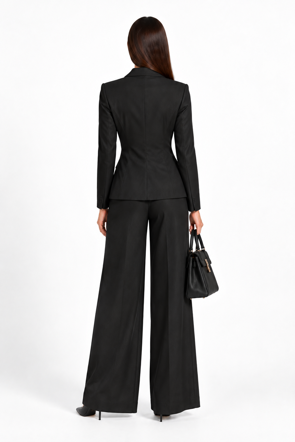 Women's Black Tencel Suit with Blazer and Trousers 26129 - 128 black / 2026 Women's Black Tencel Suit with Blazer and Trousers 26129 - 128 black / 2026