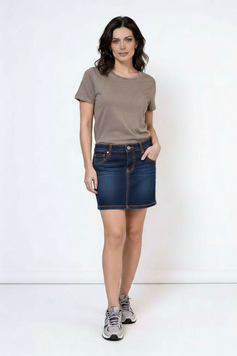 Fustă scurtă din denim cu elastan 1407 Fustă scurtă din denim cu elastan 1407