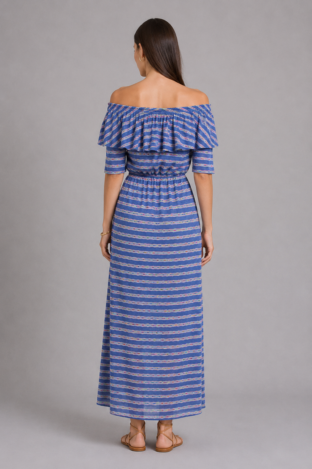 Rochie lungă din bumbac tricotată din bumbac R 18167 Rochie lungă din bumbac tricotată din bumbac R 18167