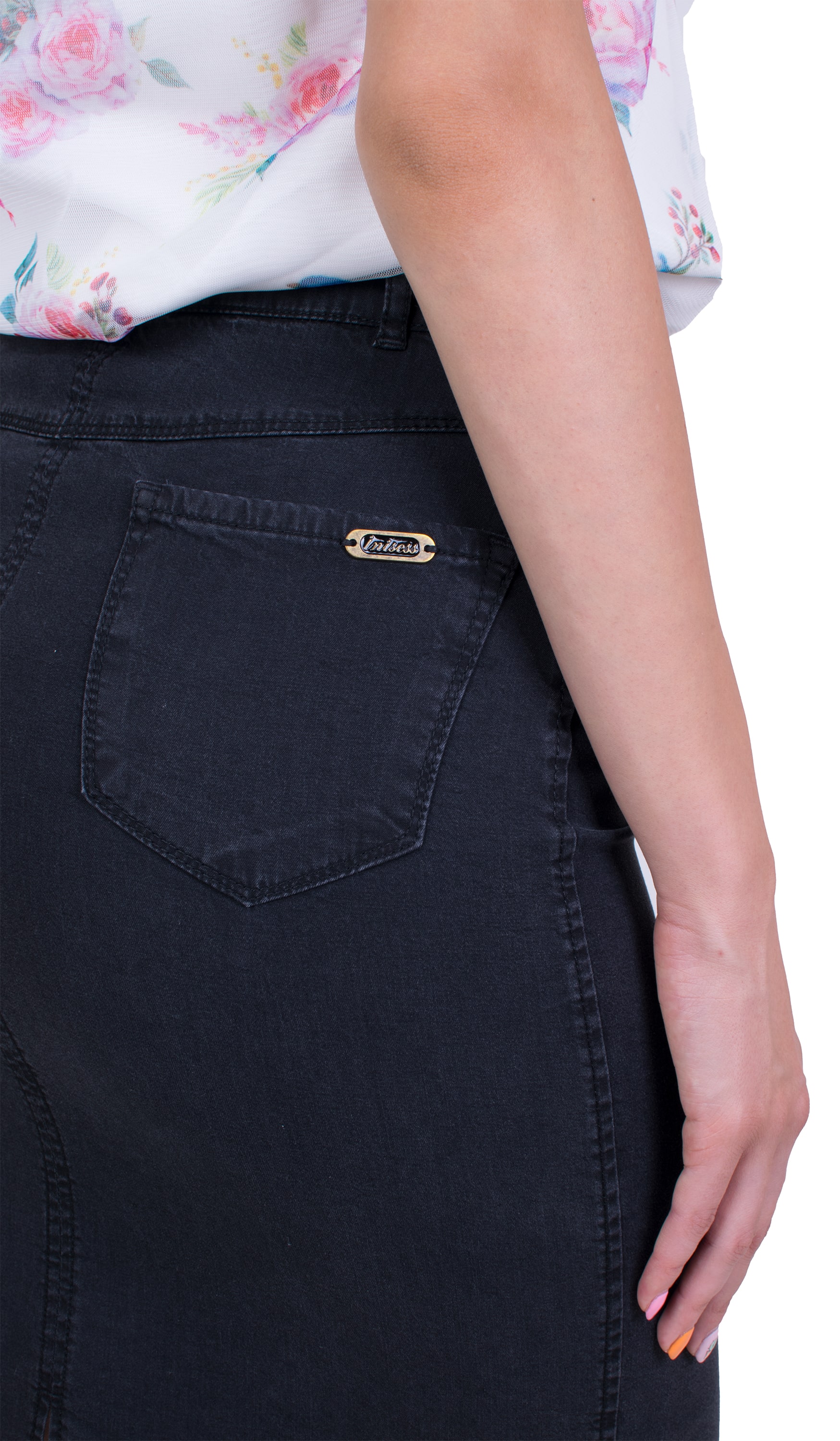 Fusta din denim negru drept 20154