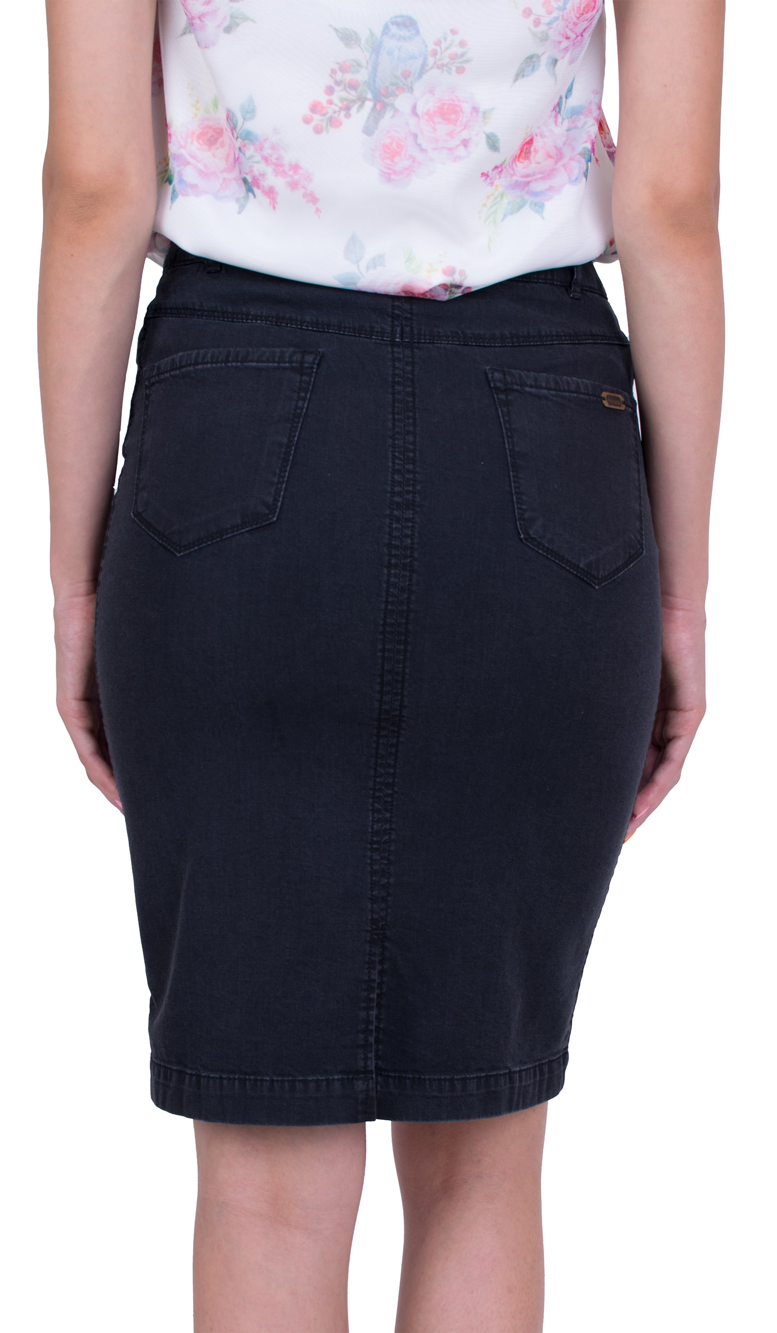 Fusta din denim negru drept 20154
