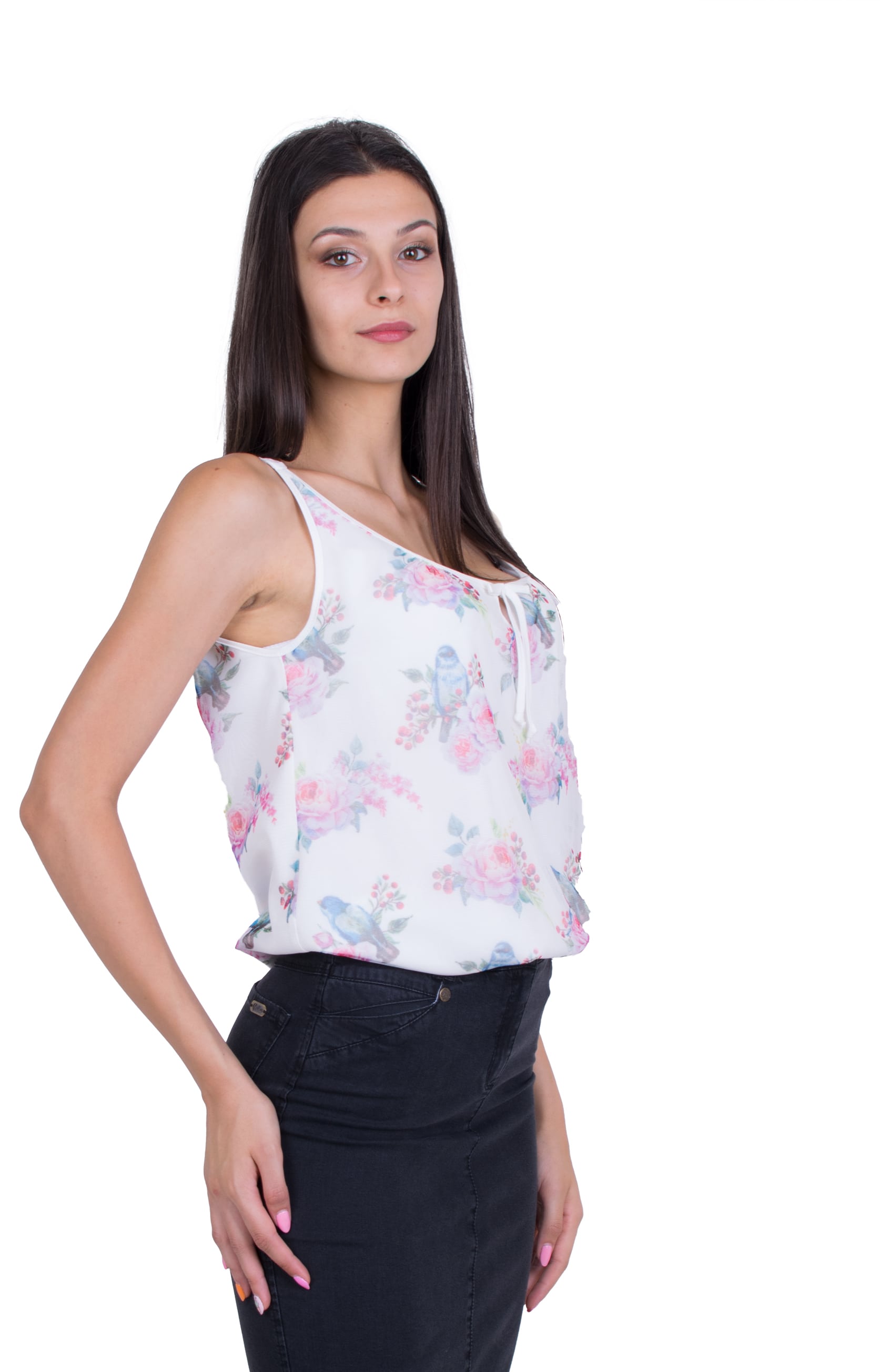Vestă albă de flori de vară 20279 Vestă albă de flori de vară 20279